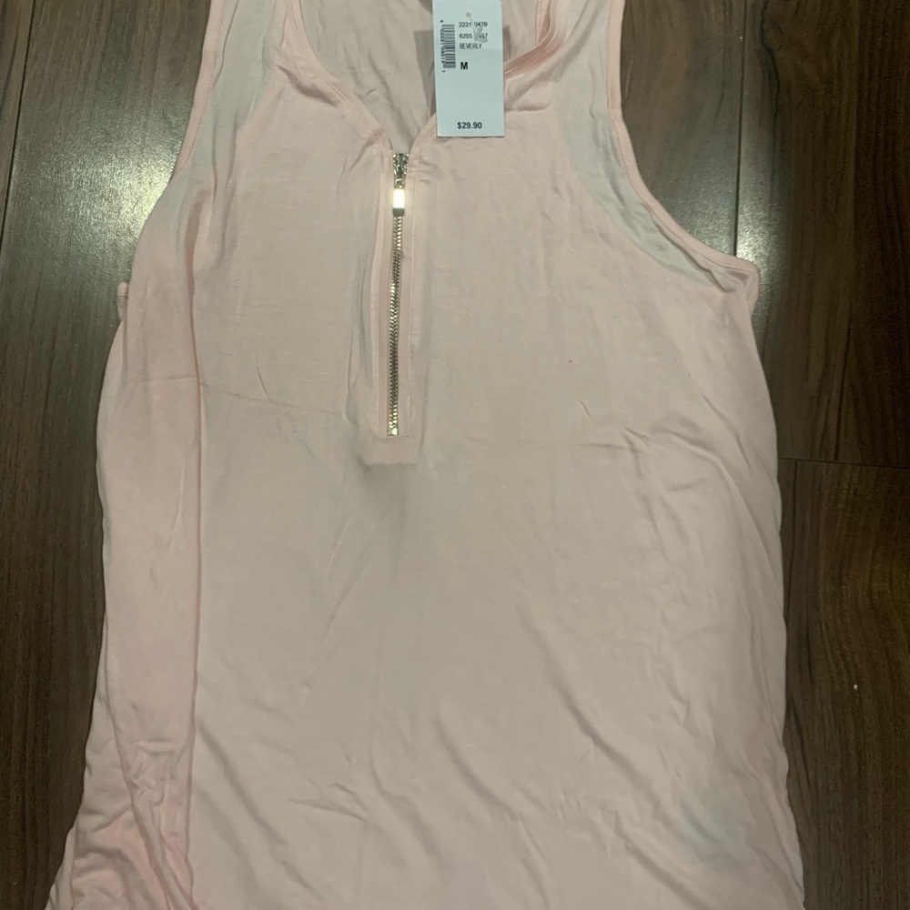 Kismet Pink Tank Top with High Neckline and Silver Zipper